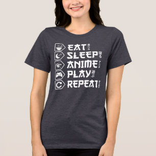 Eat Sleep Anime Play Repeat Otaku Anime Lifestyle Tri-Blend Shirt