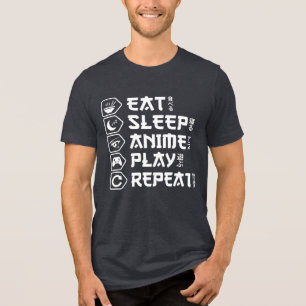 Eat Sleep Anime Play Repeat Otaku Anime Lifestyle Tri-Blend Shirt