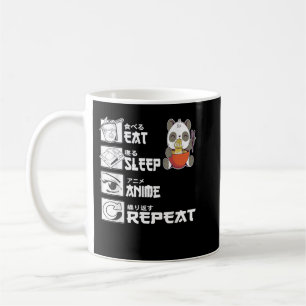 Eat Sleep Anime Repeat Bear Eating Ramen Japanese Coffee Mug