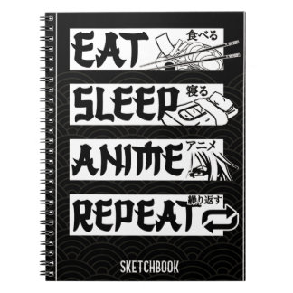 Eat Sleep Anime Repeat Book, Funny Japanese Manga  Notebook