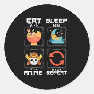 Eat Sleep Anime Repeat Cute for Anime Lover Classic Round Sticker
