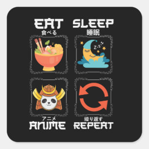 Eat Sleep Anime Repeat Cute   for Anime Lover Square Sticker