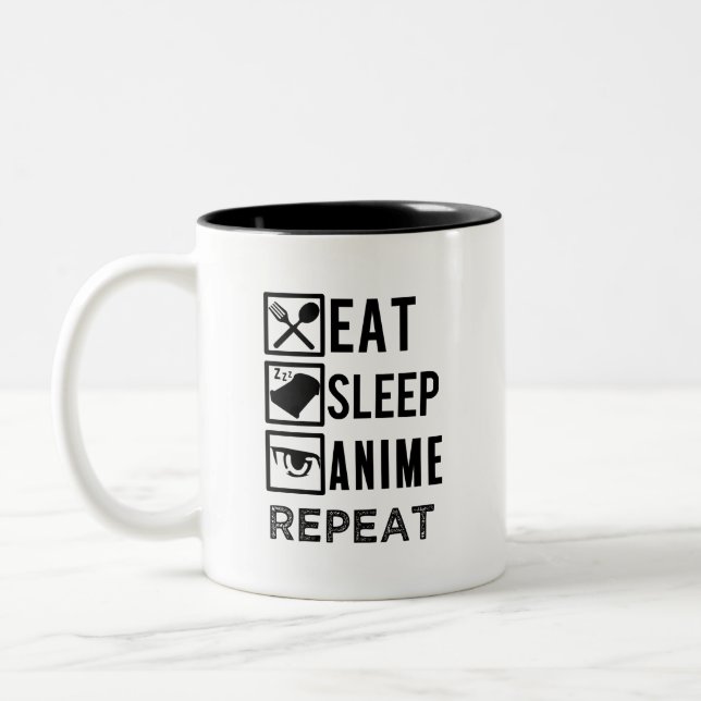 Eat Sleep Anime Repeat funny saying coffee mug (Left)