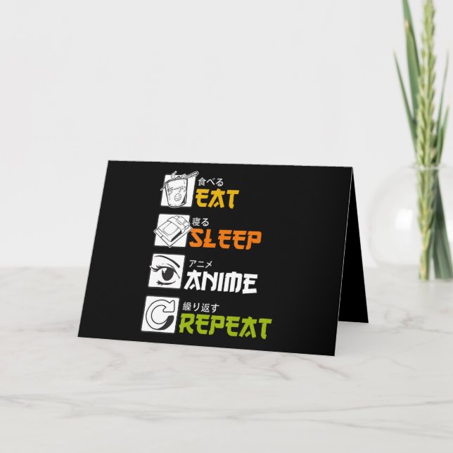 Eat Sleep Anime Repeat Gift Idea Cosplayer Card (Front)
