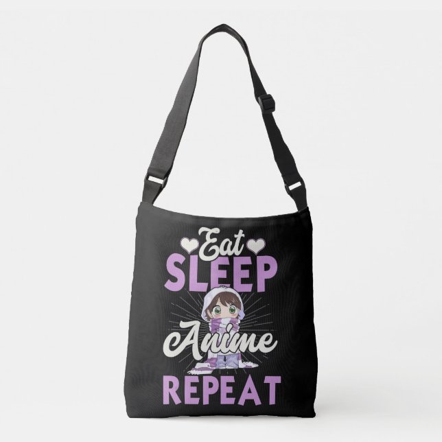 Eat Sleep Anime Repeat Gift Idea Cosplayer Crossbody Bag (Front)