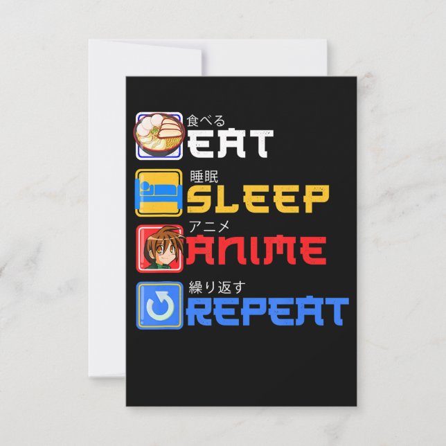 Eat Sleep Anime Repeat Gift Idea Cosplayer Invitation (Front)
