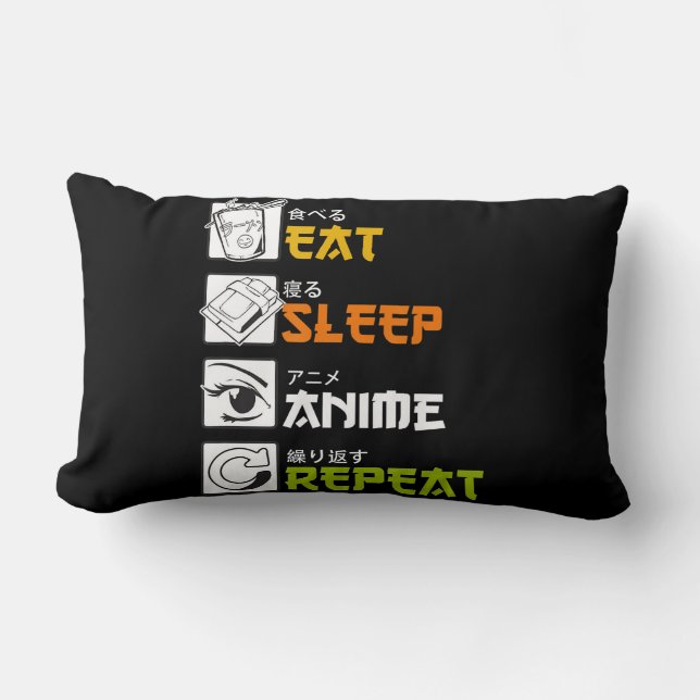 Eat Sleep Anime Repeat Gift Idea Cosplayer Lumbar Cushion (Front)