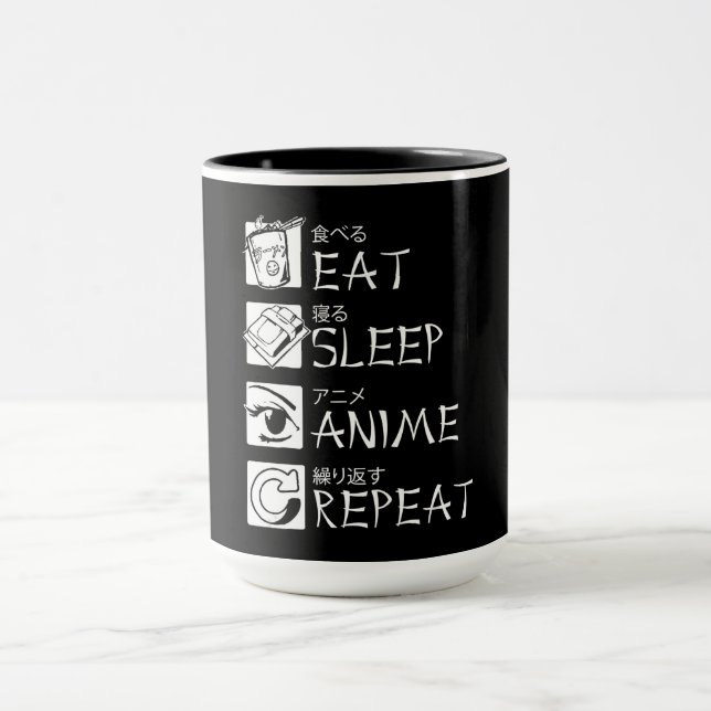 Eat Sleep Anime Repeat Gift Idea Cosplayer Mug (Center)