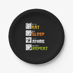 Eat Sleep Anime Repeat Gift Idea Cosplayer Paper Plate