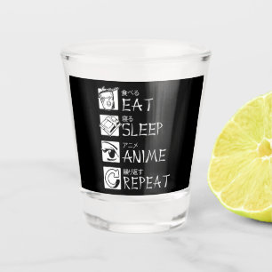 Eat Sleep Anime Repeat Gift Idea Cosplayer Shot Glass