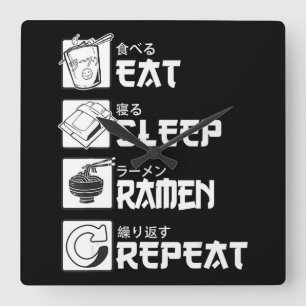 Eat Sleep Anime Repeat Gift Idea Cosplayer Square Wall Clock