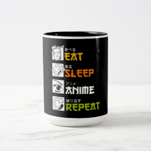 Eat Sleep Anime Repeat Gift Idea Cosplayer Two-Tone Coffee Mug