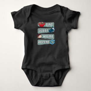 Eat Sleep Anime Repeat Japanese   Kawaii Design Baby Bodysuit