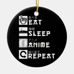 Eat Sleep Anime Repeat Japanese Manga Lover Ceramic Tree Decoration