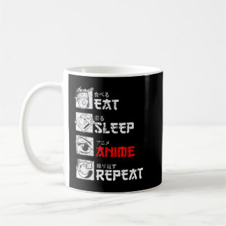 Eat Sleep Anime Repeat Manga Japan Kanji Weeb Vint Coffee Mug