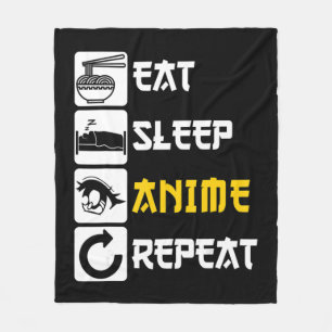 Eat Sleep Anime Repeat Manga Japan Saying Cosplay Fleece Blanket