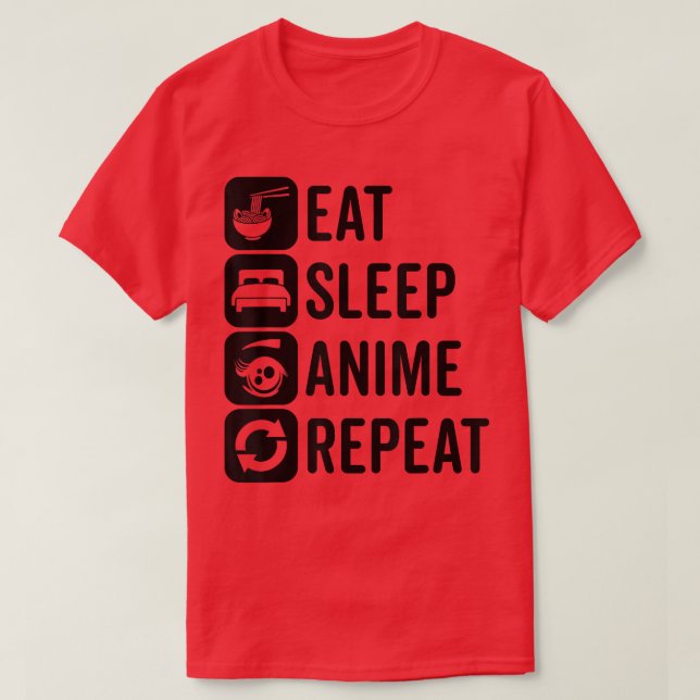 Eat Sleep Anime Repeat Otaku Anime Kawaii Aestheti T-Shirt (Design Front)