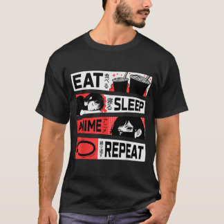 Eat Sleep Anime Repeat Otaku Japanese Manga Kawaii T-Shirt