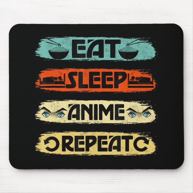 Eat Sleep Anime Repeat Ramen Kawaii Japanese Manga Mouse Pad (Front)