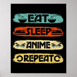 Eat Sleep Anime Repeat Ramen Kawaii Japanese Manga Poster
