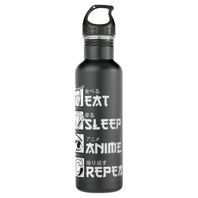 Eat Sleep Anime Repeat Shirt, Funny Japanese Manga 710 Ml Water Bottle (Front)