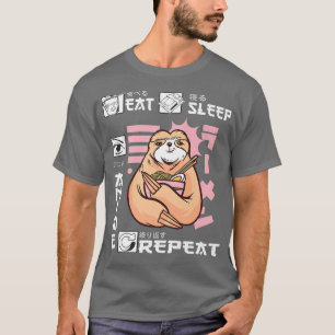 Eat Sleep Anime Repeat Sloth Japan Ramen Japanese T-Shirt