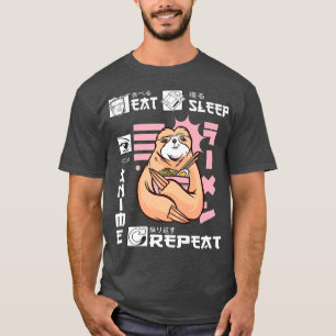 Eat Sleep Anime Repeat Sloth Japan Ramen Japanese  T-Shirt