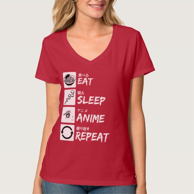 EAT SLEEP ANIME REPEAT T-Shirt (Front)