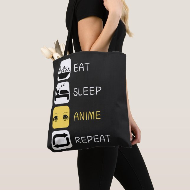 Eat Sleep Anime Repeat Tote Bag (Close Up)