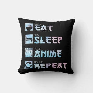 Eat Sleep Anime Repeat  – Watercolor style Anime M Cushion