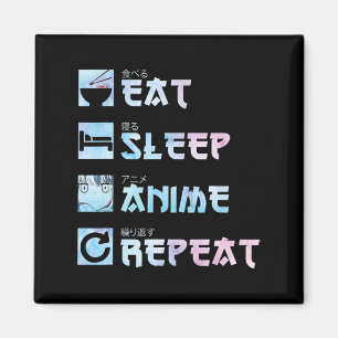 Eat Sleep Anime Repeat – Watercolor style Anime M Magnet