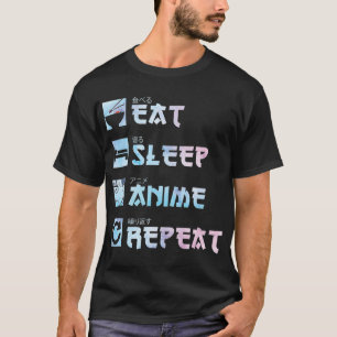 Eat Sleep Anime Repeat – Watercolor style Anime M T-Shirt
