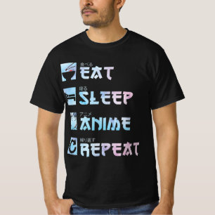 Eat Sleep Anime Repeat  – Watercolor style Anime M T-Shirt