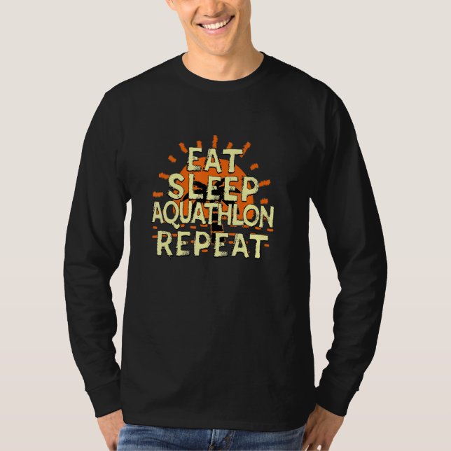 Eat Sleep Aquathlon Repeat Run And Swim Tropical A T-Shirt (Front)