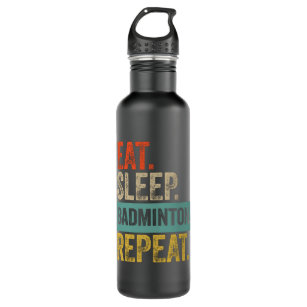 Eat sleep badminton repeat retro vintage 710 ml water bottle