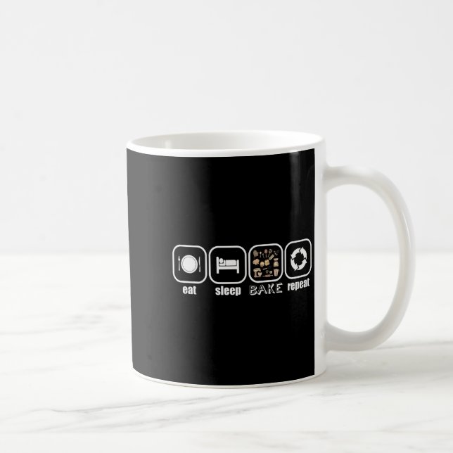 Eat, Sleep, Bake, Repeat - Funny Baker, Cook, Chef Coffee Mug (Right)
