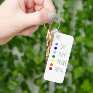 Eat Sleep Balance Simple Chakra Design  Key Ring
