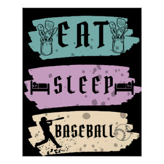 Eat Sleep Baseball Baseball Player Funny Baseball Poster