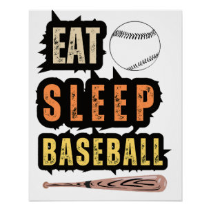 Eat Sleep Baseball Baseball Player Funny Baseball Poster