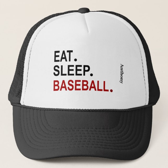 Eat Sleep Baseball Personalised Hat (Front)