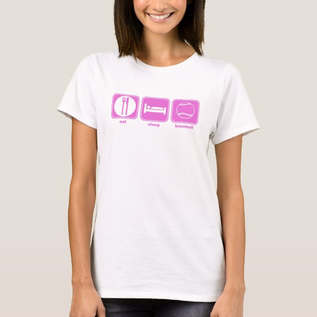 eat sleep baseball pink T-Shirt (Front)