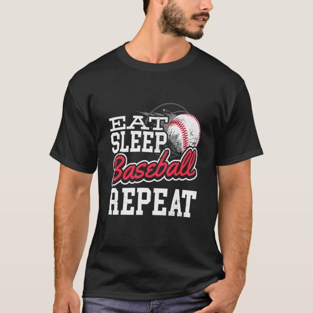 Eat Sleep Baseball Repeat Baseball T-Shirt (Front)