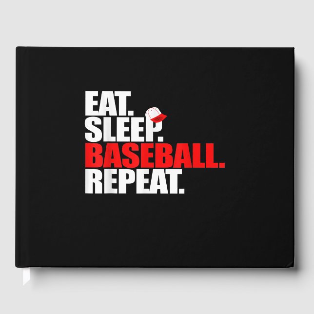 Eat Sleep Baseball Repeat Catcher Pitcher Baseball Guest Book (Front)