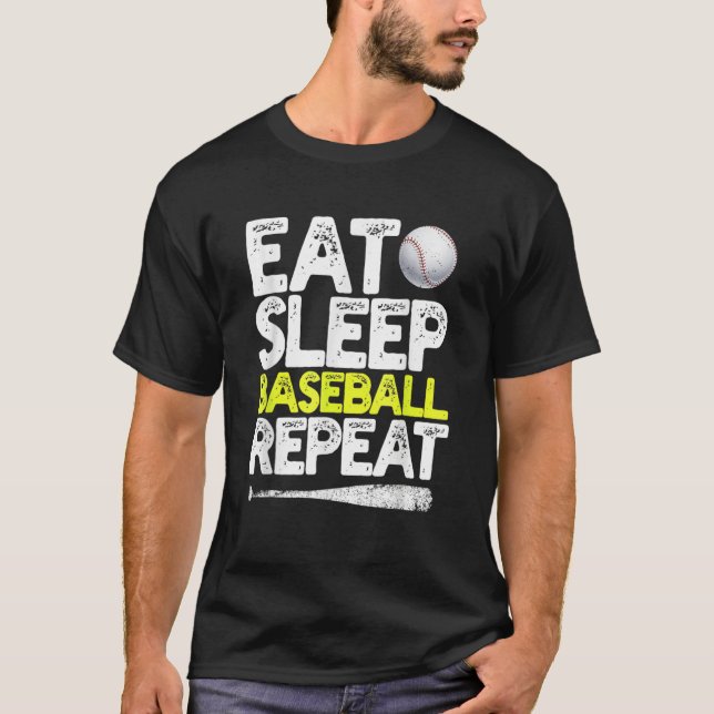 Eat Sleep Baseball Repeat Catcher Pitcher Baseball T-Shirt (Front)