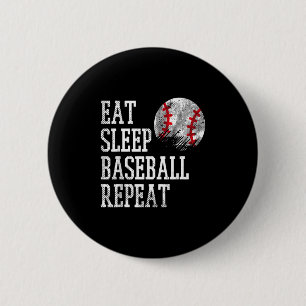 Eat Sleep Baseball Repeat Coach Team Player Men W 6 Cm Round Badge