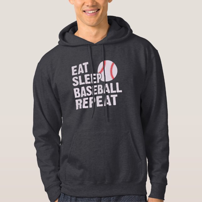 eat sleep baseball repeat - funny baseball gift  hoodie (Front)