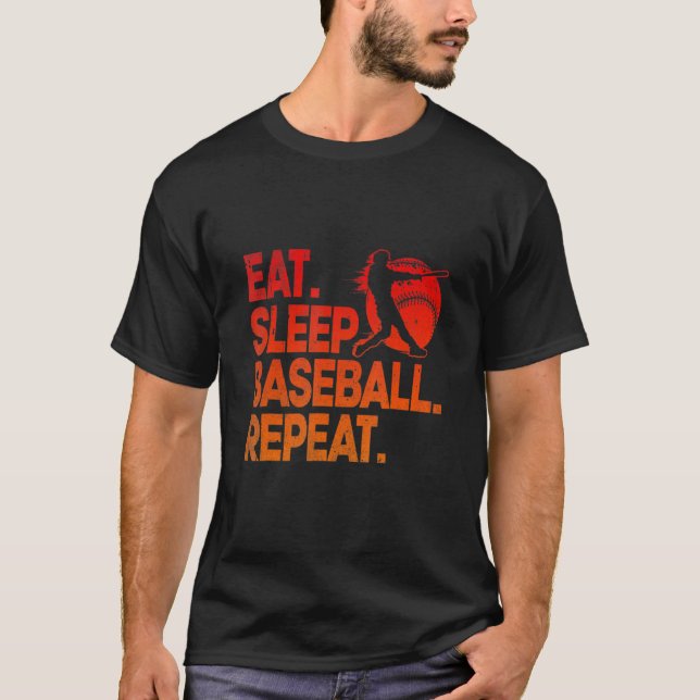Eat Sleep Baseball Repeat Funny Baseball Lover Men T-Shirt (Front)