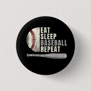 Eat Sleep Baseball Repeat Funny Baseball Player 3 Cm Round Badge