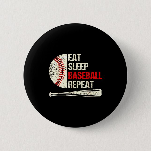 Eat Sleep Baseball Repeat Funny Baseball Player  6 Cm Round Badge (Front)