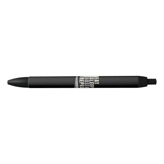 Eat Sleep Baseball Repeat Funny Baseball Player  Black Ink Pen (Front)